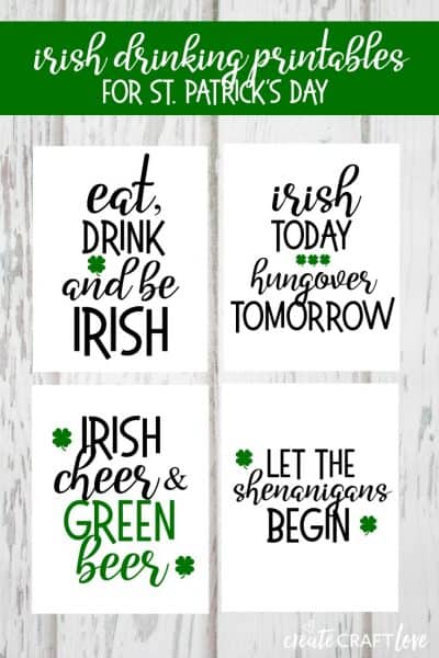 Decorate for St. Patrick's Day with these Irish Drinking Printables! #printables #stpatricksday