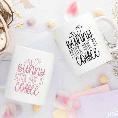 Easter Bunny Coffee Mug FREE SVG Cut File #createcraftlove #easter #freesvgfile #cricut #cricutmade #easterbunny #coffee