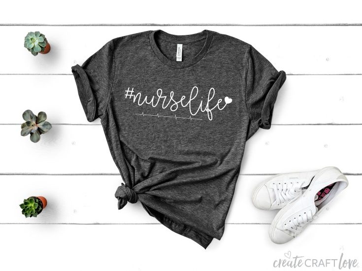 Celebrate your favorite nurse with this nurse week tshirt! #createcraftlove #cricut #nurseweek #freesvgfile