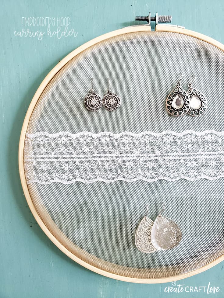 Turn your earrings into home decor with our Embroidery Hoop Earring Holder!