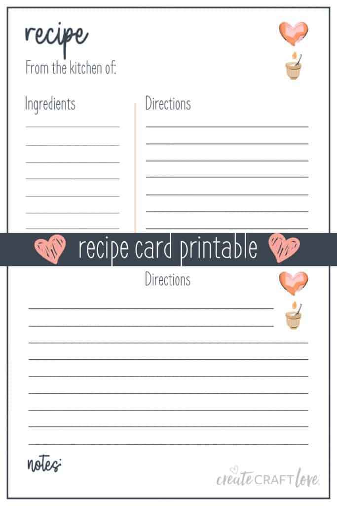 recipe card printable pin