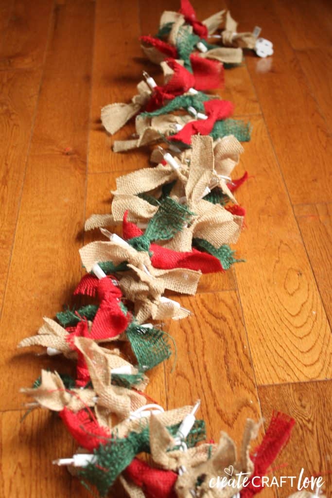 Lighted Burlap Garland For Christmas {How To} - CreateCraftLove