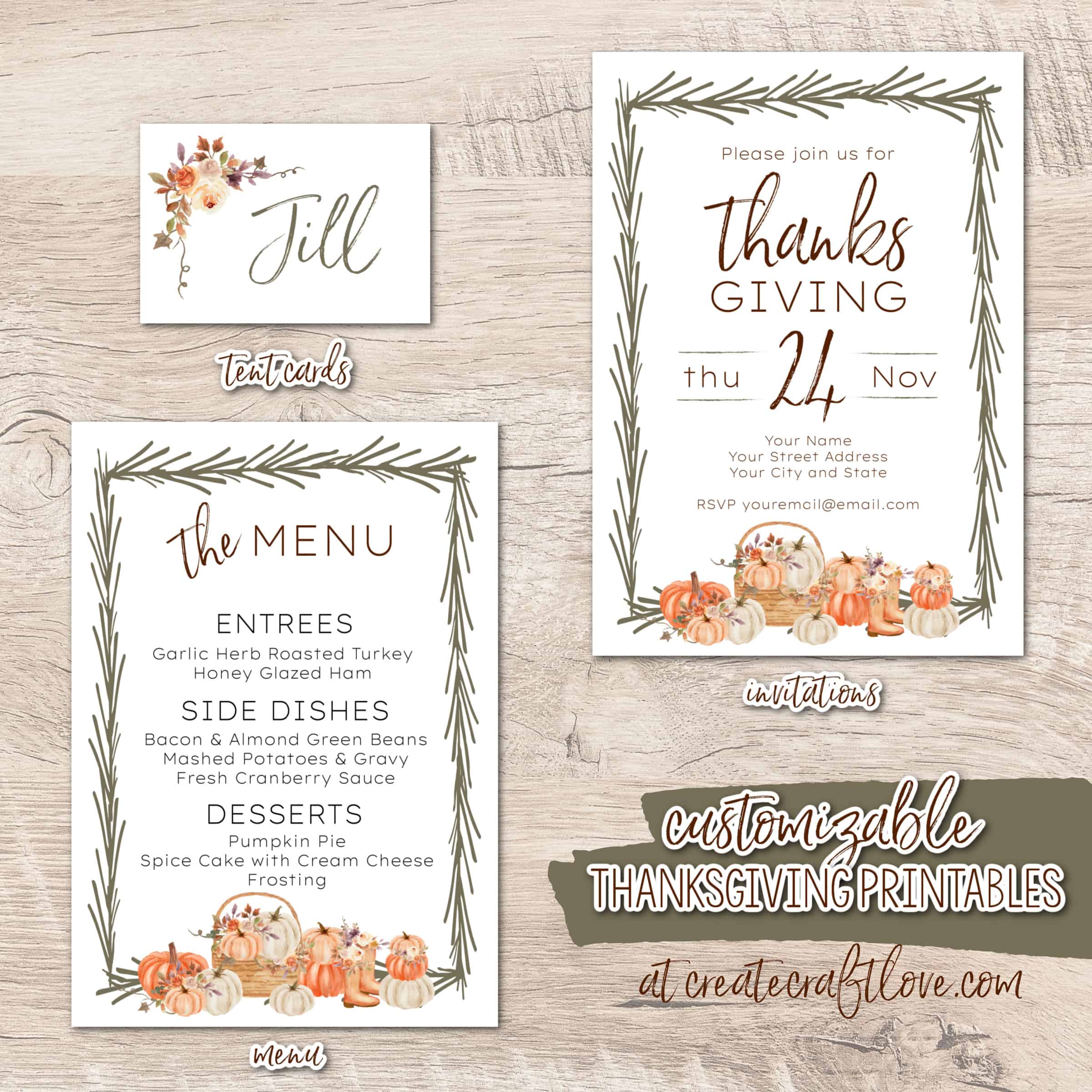 Customizable Thanksgiving Printables - Create Craft Love
