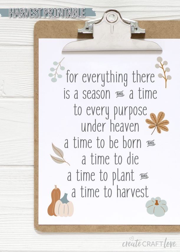 Harvest Printable For Your Thanksgiving Table - Create Craft Love