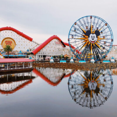 Disneyland Ferris Wheel and roller coaster in California Adventure